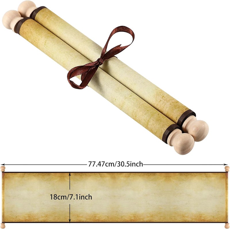 Makevivi 1 PCS Blank Scroll Paper with Wood Rods, for Naughty or Nice List, Writing, Wedding Vows, Invitation, Love Letter, Cosplay Prop, Renaissance, 7.1 x 30.5 inches - Image 2